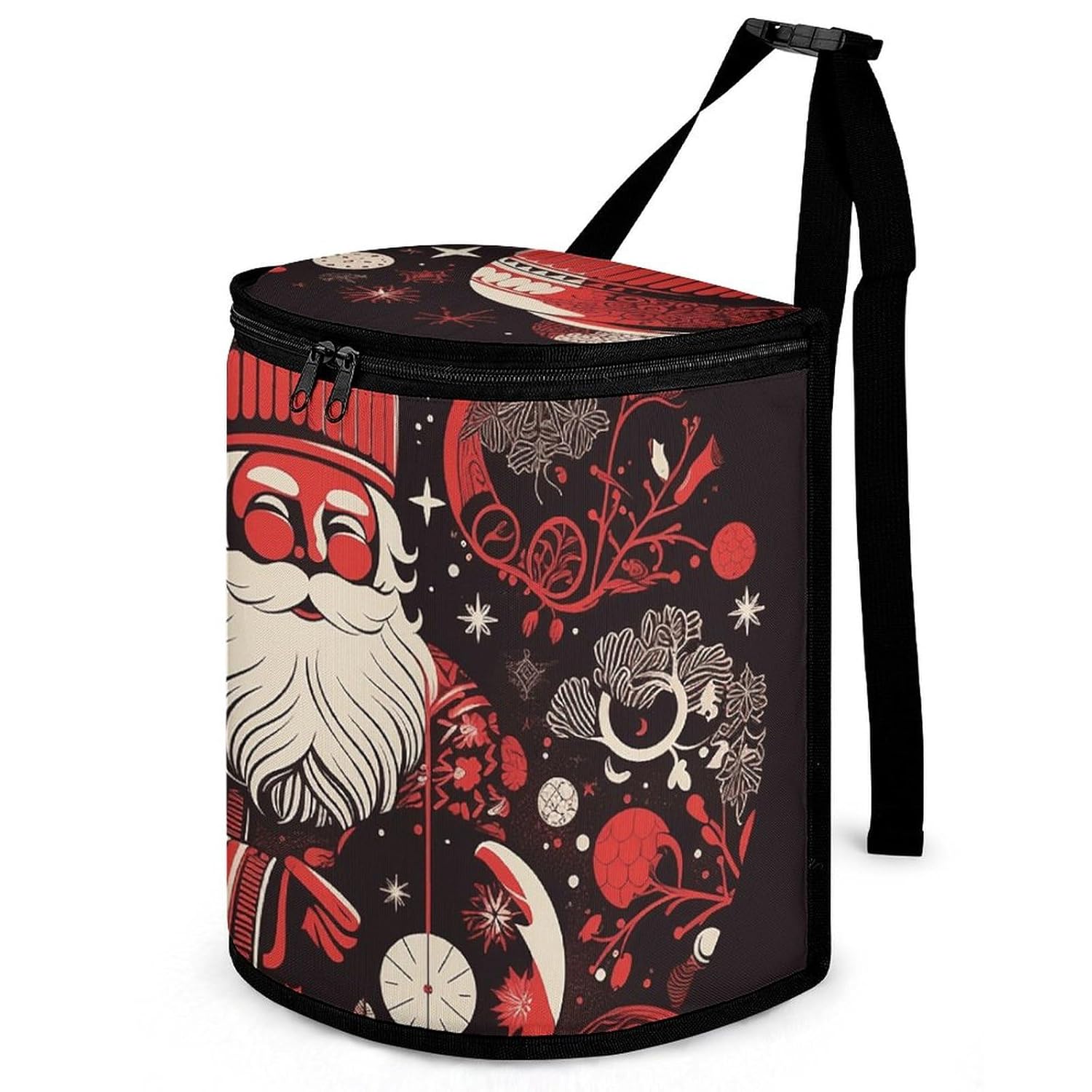 Car Trash Can Snowflake Christmas Ball Printed Car Organizer Car Accessory Interior Car Garbage Can with Lid