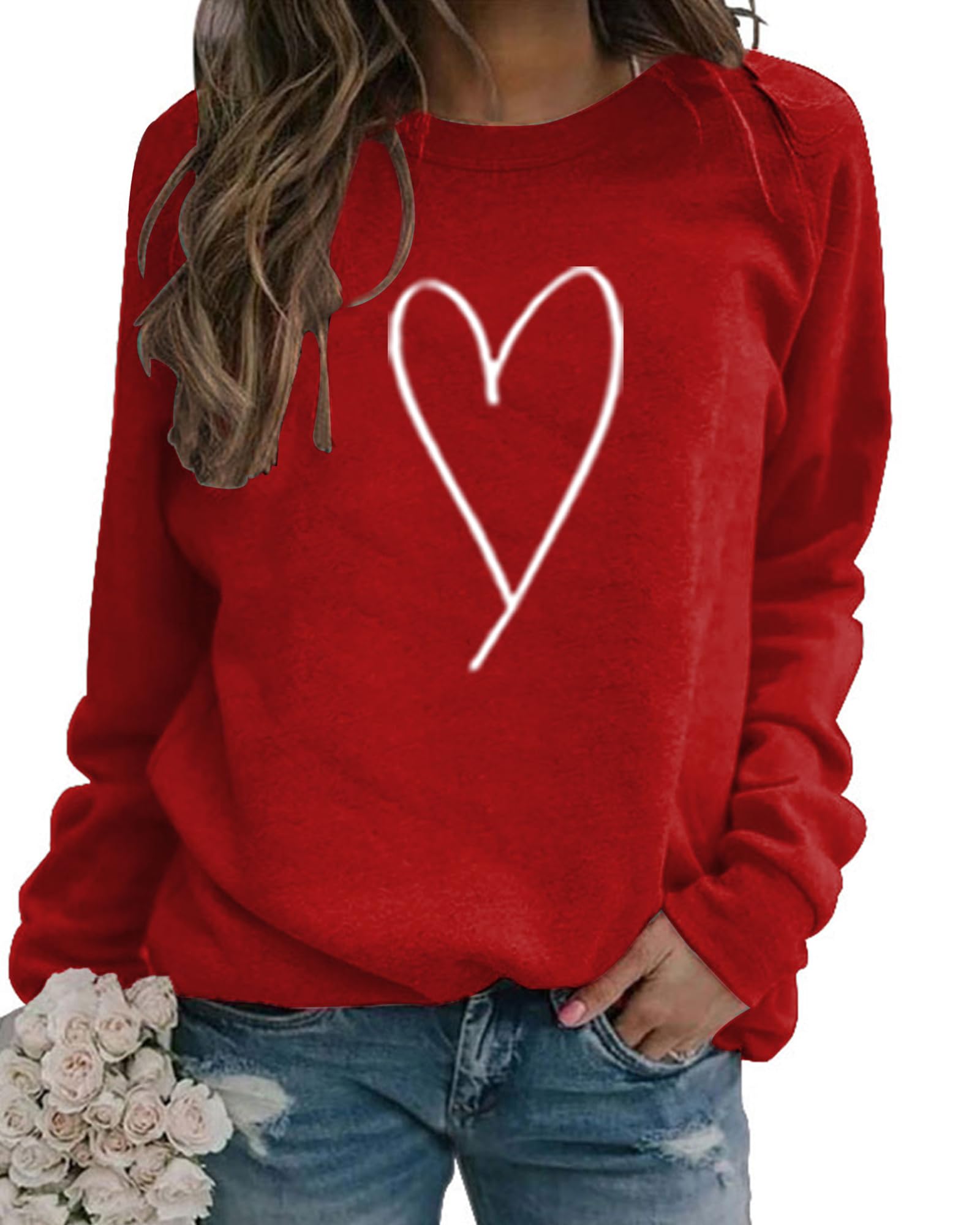 Valentines Crewneck Pullover Shirts Women Long Sleeve Love Heart Sweatshirts Graphic Lover Gift-picture-35