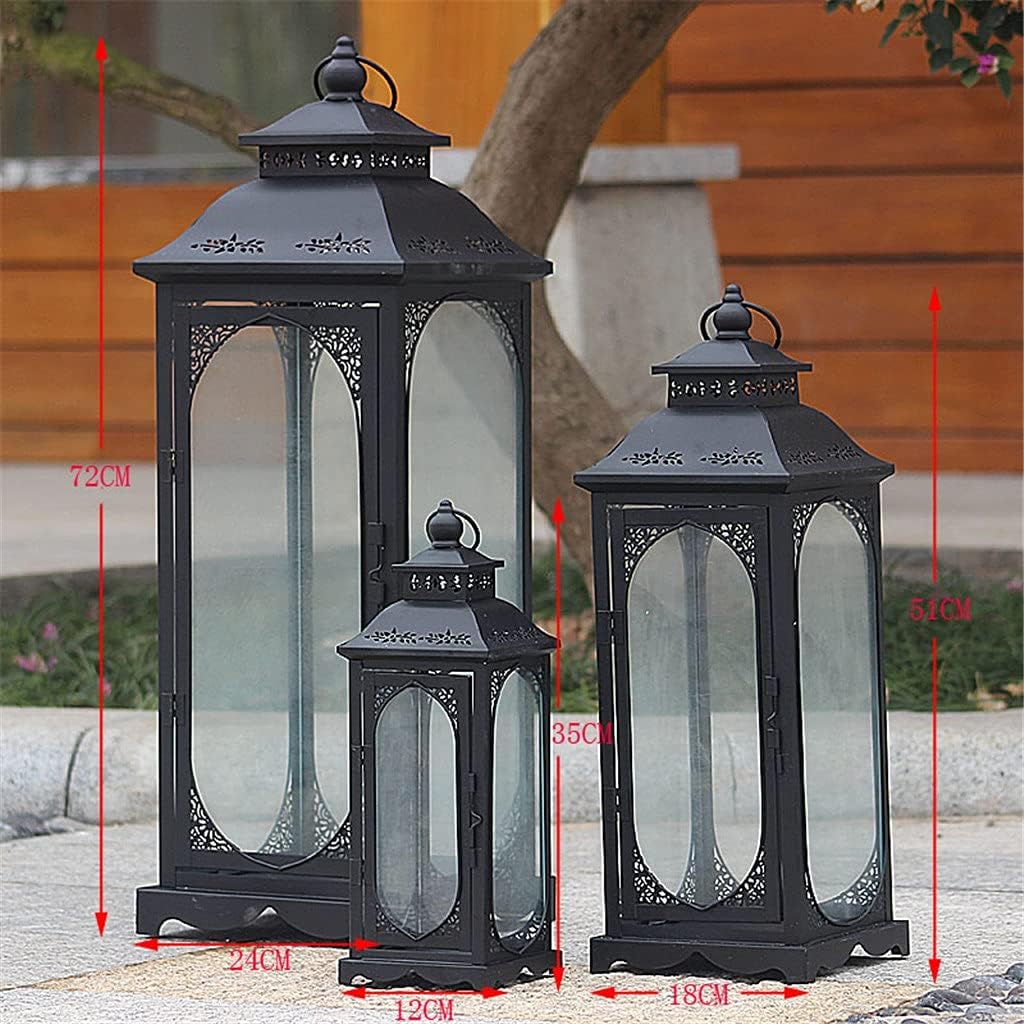 Candlestick Holder, Wrought Iron Retro Windproof Candle Holder, Metal Glass Lantern, Creative Romantic Wind Lantern Candlestick Holder