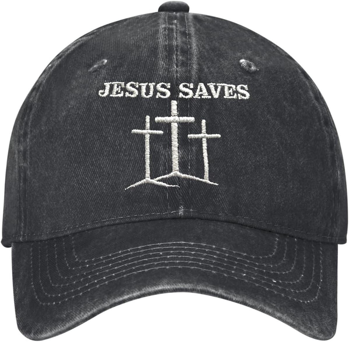 Walk with Jesus Embroidered Baseball Cap Vintage Adjustable Washed Cotton Christian Hat for Men Women,Black