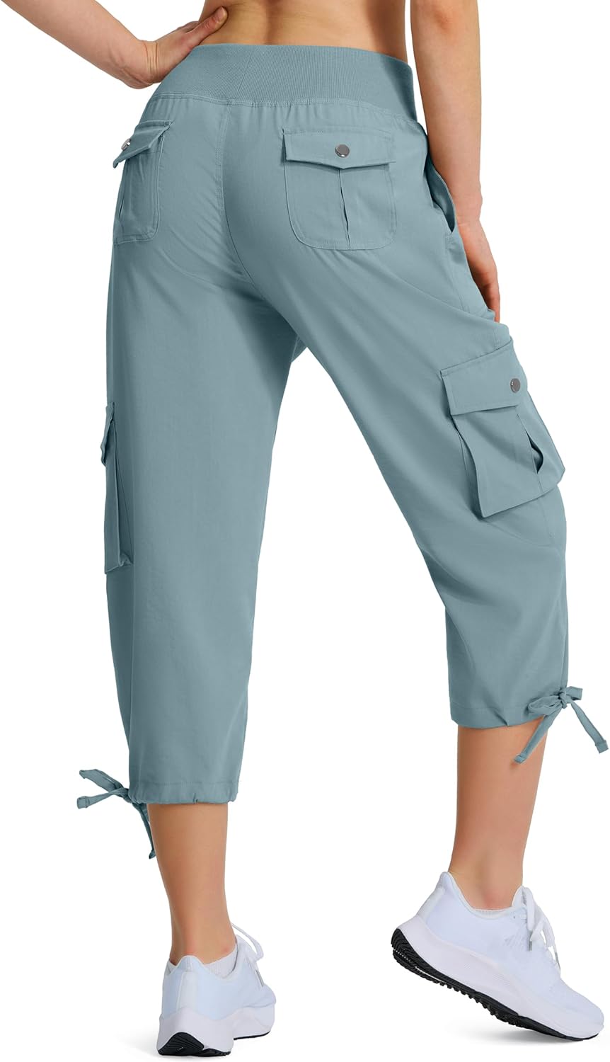 Ksmien Women's Hiking Capris Quick Dry Lightweight Ladies Summer Cargo Pants 8 Pockets for Travel Camping - Image 2