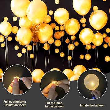 Pack of 100 LED Balloon Lights Mini LED Light Round LED Balloon Lights Warm White Wedding Light Colourful Flashing Party Light for Paper Lantern Christmas Birthday Carnival Bar Club Decor