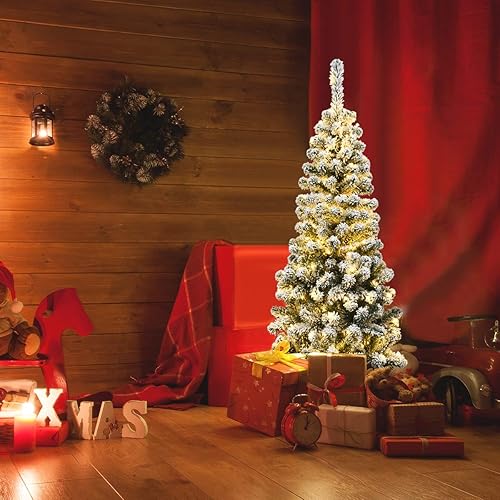 Miniatura 140 de Goplus - Árbol de Navidad artificial cónico de 6 pies, 340 puntas de rama, agujas de cloruro de polivinilo premium, delgado con soporte de metal