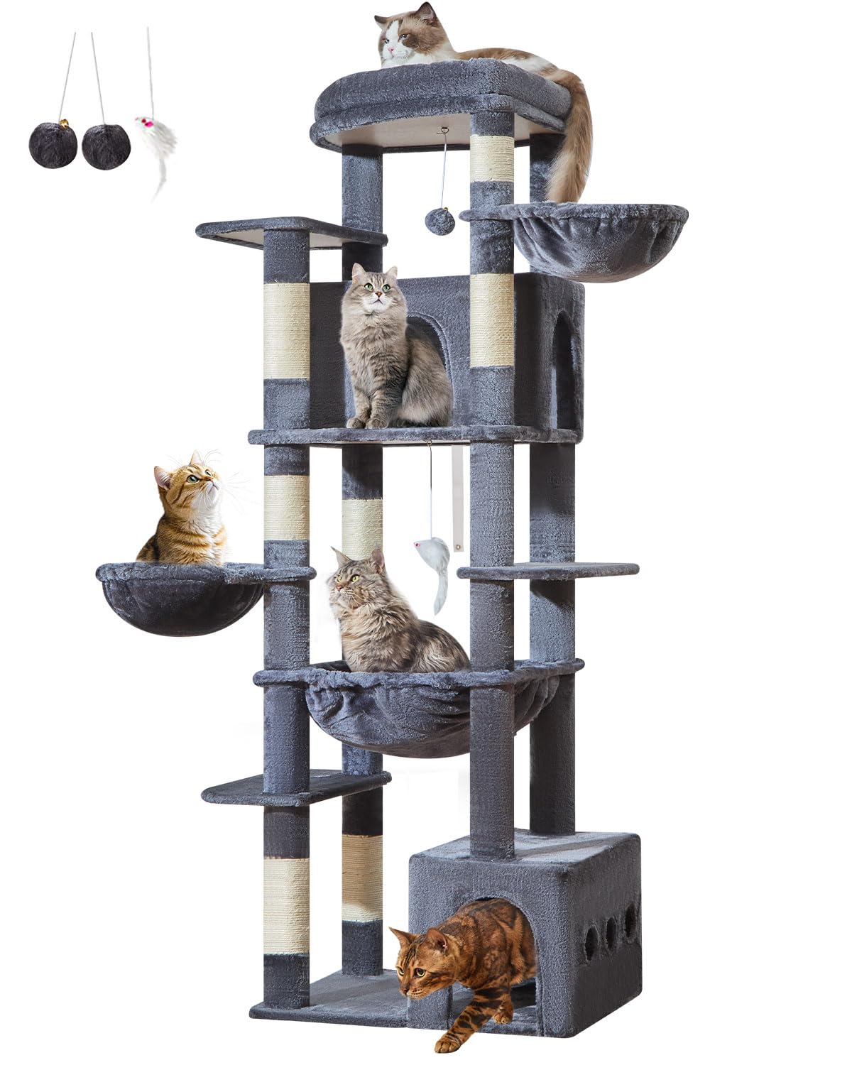 Amazon | Taoqimiao キャットタワー 高さ 182cm 大型猫用 多頭飼い対応