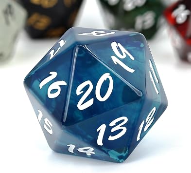 Oversized Spindown D20s, TCGs and Wargaming, Baseball Sized - Available in a Variety of Colors Blue