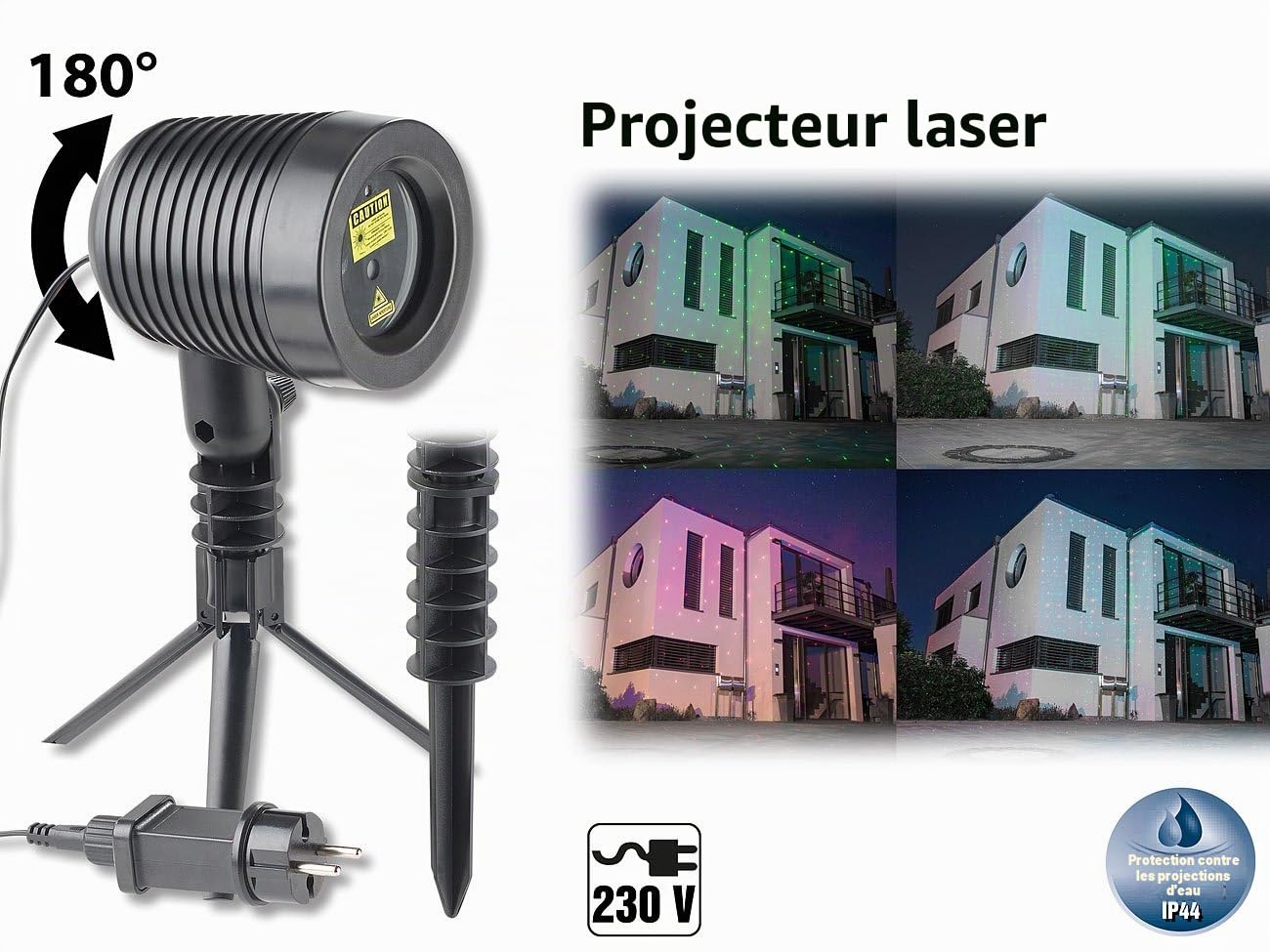 Lunartec Projecteur Laser Rouge et Vert d'extérieur Effet Pluie d'étoiles