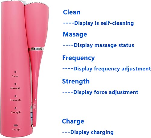 Miniatura 6 de Cepillo de dientes eléctrico sónico plegable rosa autolimpiante de viaje recargable portátil. 4 cabezales de cepillo. Bolsa de viaje.