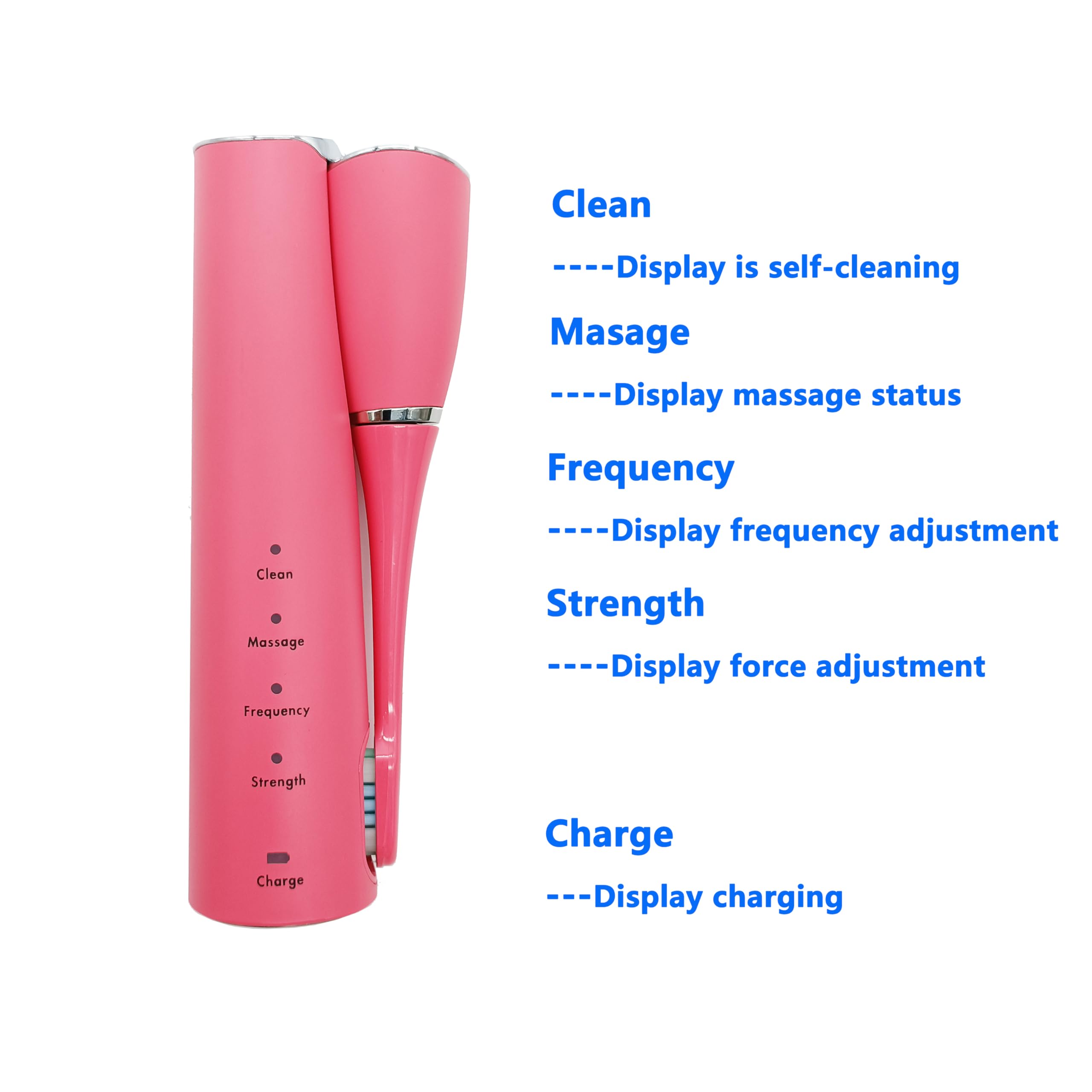 cepillo eléctrico AIDBYIOT Sonic Mango plegable. Autolimpiante cepillo para polvo de viaje Accesorios Apple Recargables. Rosa. 4 cabezales de cepillo para polvo. Bolsa de viaje.
