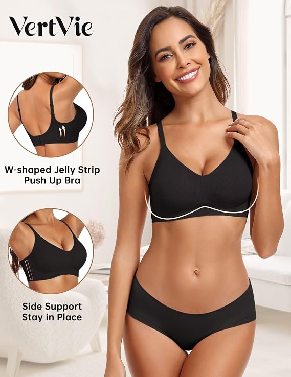 Vertvie Women Seamless Wireless Jelly Bra Comfortable Bralette