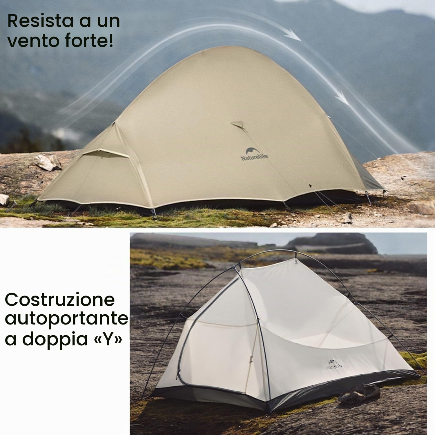 Naturehike Cloud Up Pro Tenda Aggiornamento 2024 Tenda ultraleggera 1,75 kg (tutti gli accessori inclusi), doppia tenda per 2 persone, ciclismo, campeggio, zaino