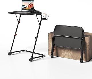 MEUBLE Cosy Escritorio Plegable Mesa Auxiliar com Altura Ajustável Sem Montagem para Computador, Sofá, Economia de Espaço, Bandeja para Cama, Mesita, Suportes de Joelho em Forma de Z, Preto