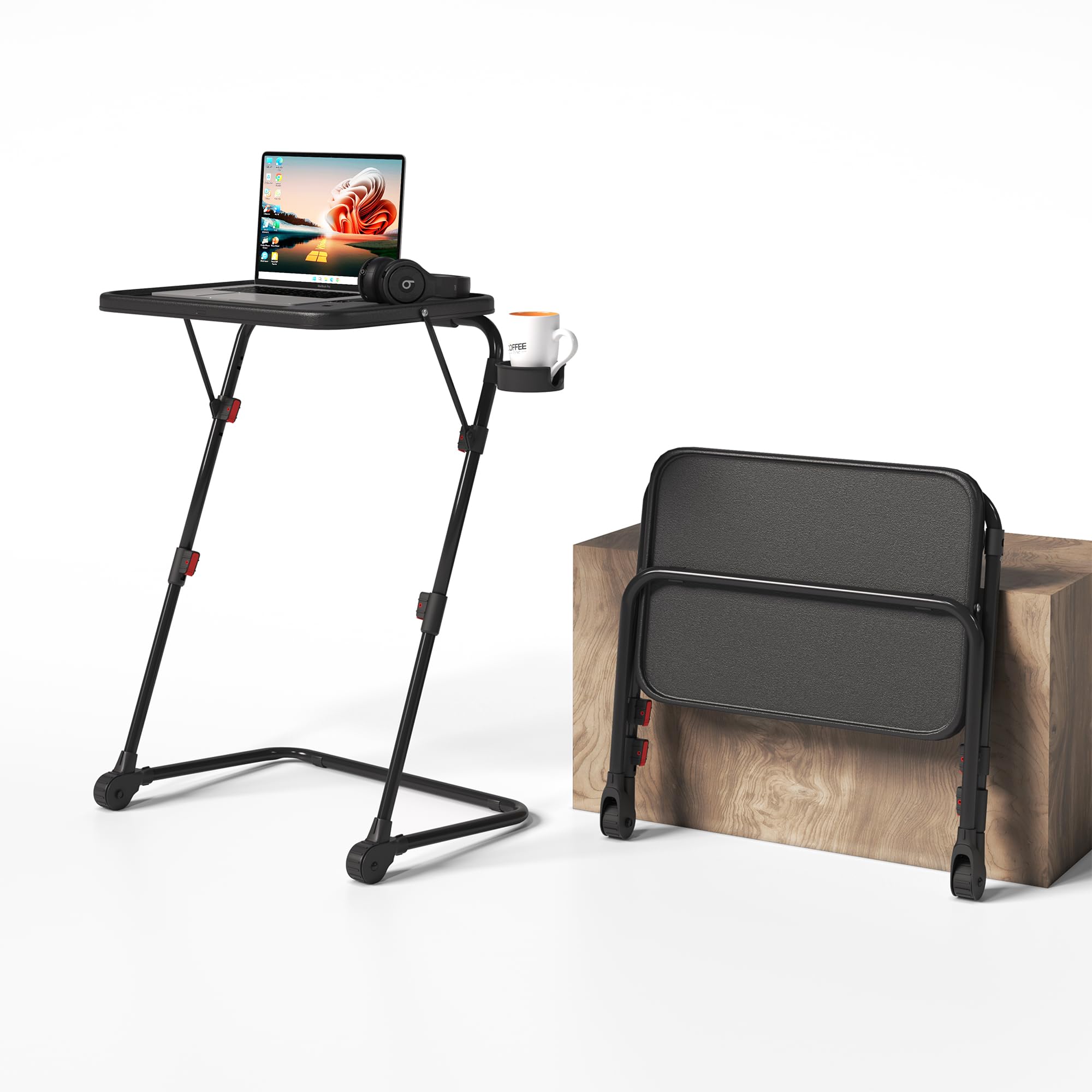 Petit Bureau Pliant pour Petits Espaces Sans Assemblage Hauteur Réglable Plateau Inclinable Noir