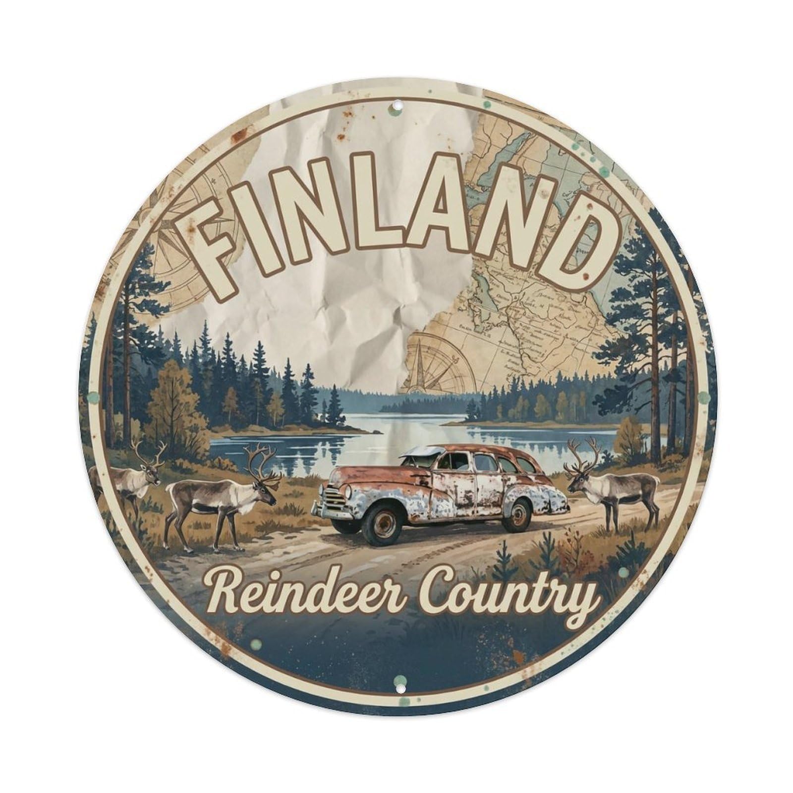 Vintage Travel Finland Adventure Vintage Metal Tin Sign Plaque