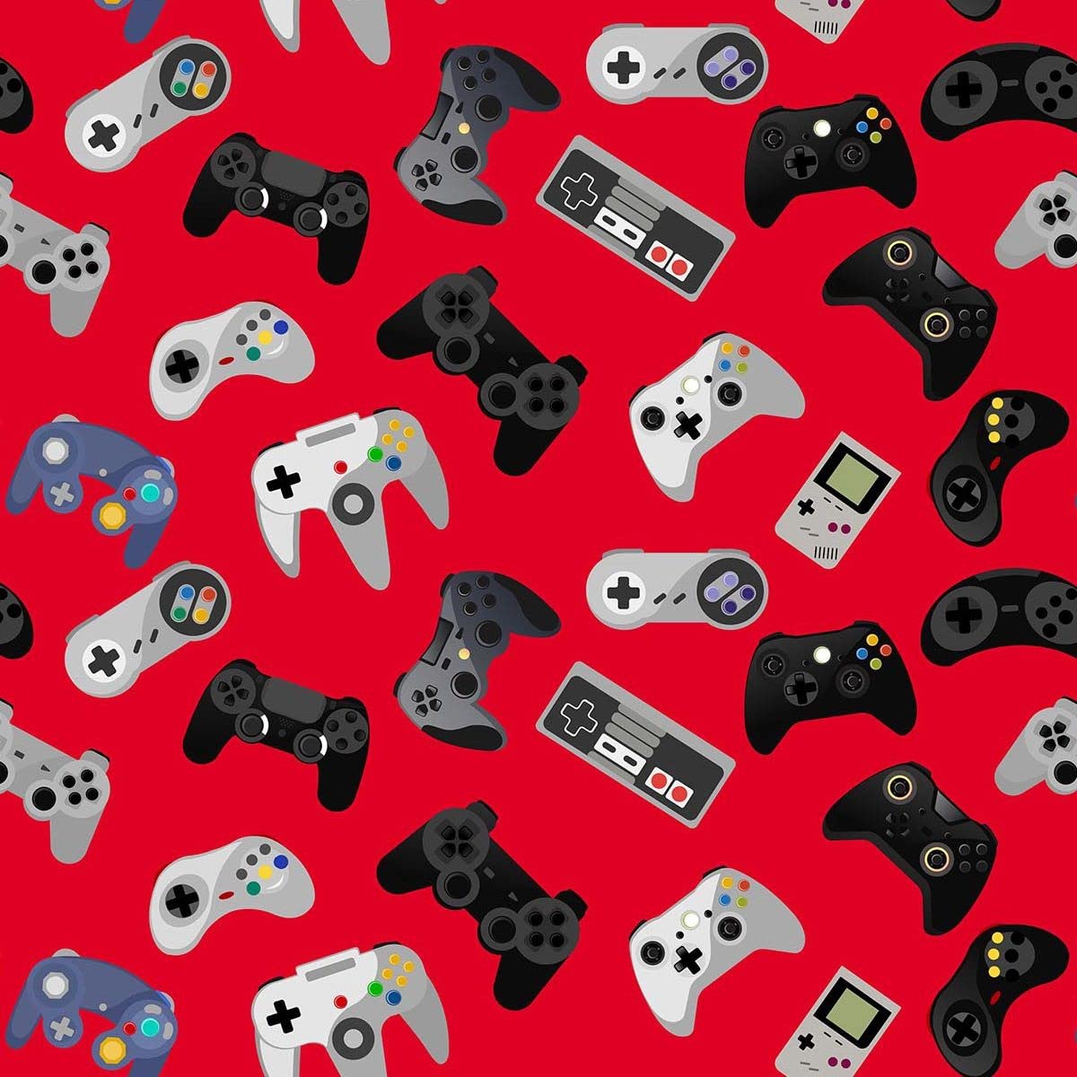Oh Sew Crafty Limited Red 100% Cotton Digital Fabric Gaming Controllers Console 140Cm Wide (Sold Per Half Metre) (Red)