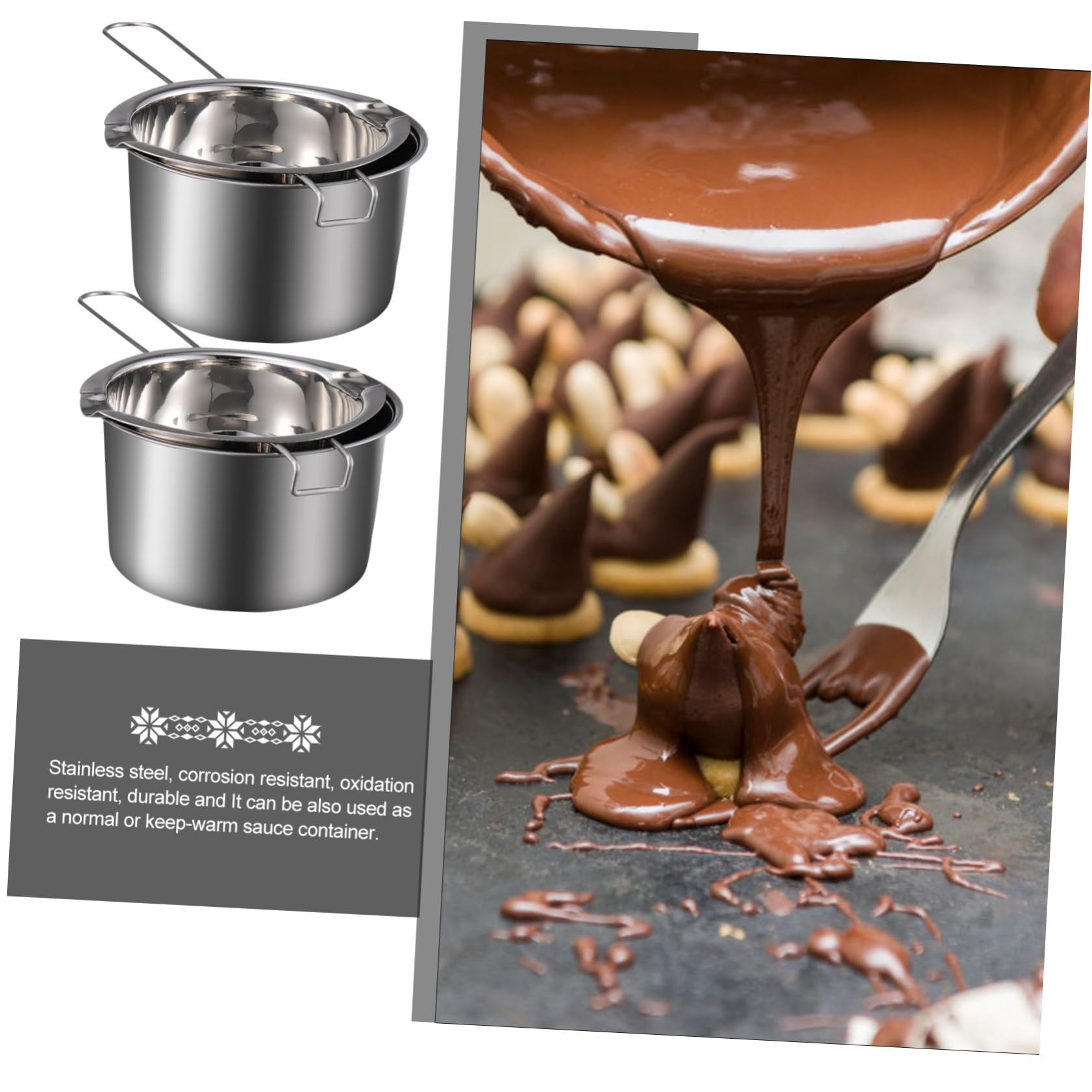 NAMOARLY Ergonomic Handle Double Boiler Pot Heat Melt Chocolate Butter Wax Ease