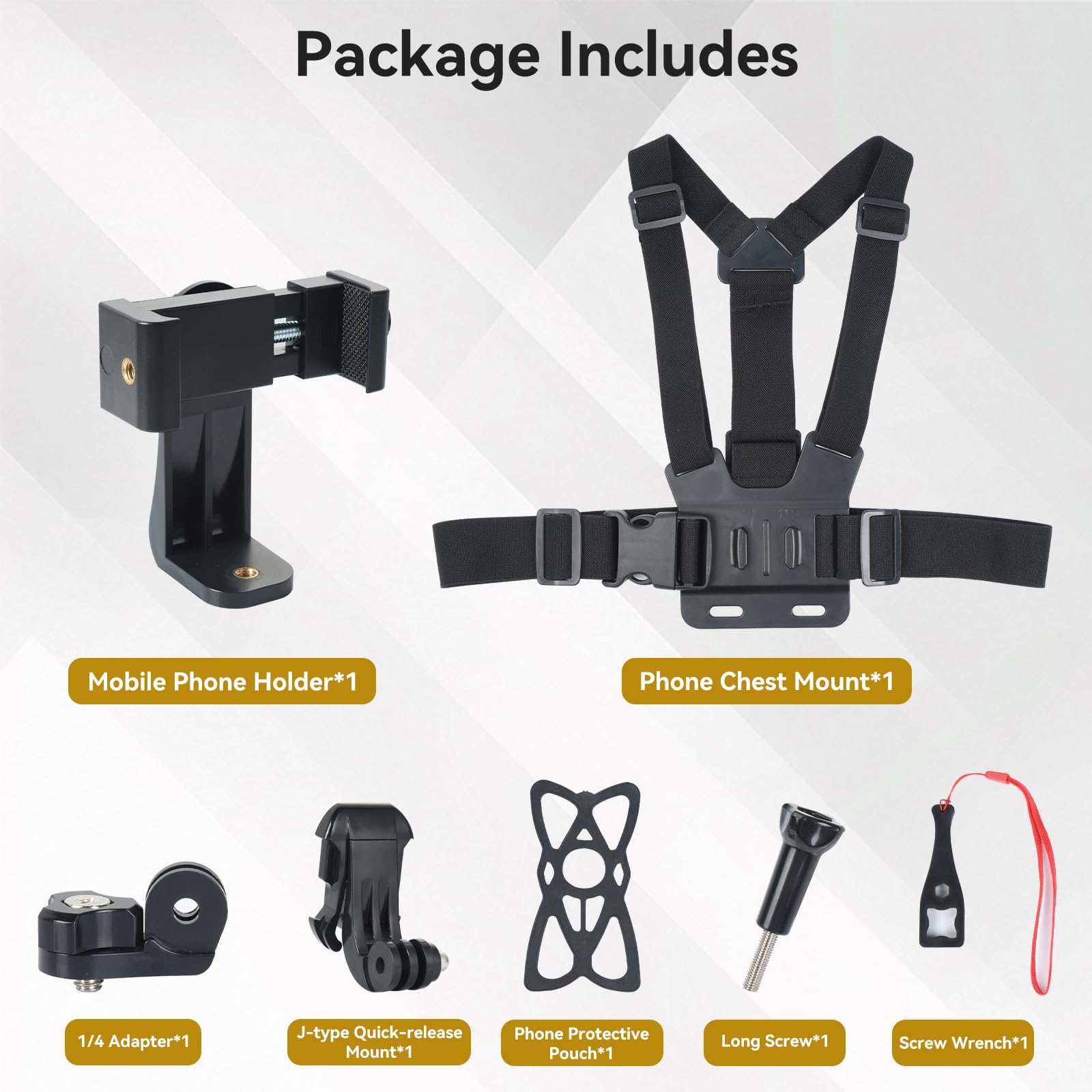 UTEBIT Support de Sangle de Poitrine pour Téléphone Harnais de Fixation Torse Réglable pour Caméras d'action Sangle de Montage Téléphone Compatible avec Gopro pour iPhone pour Samsung