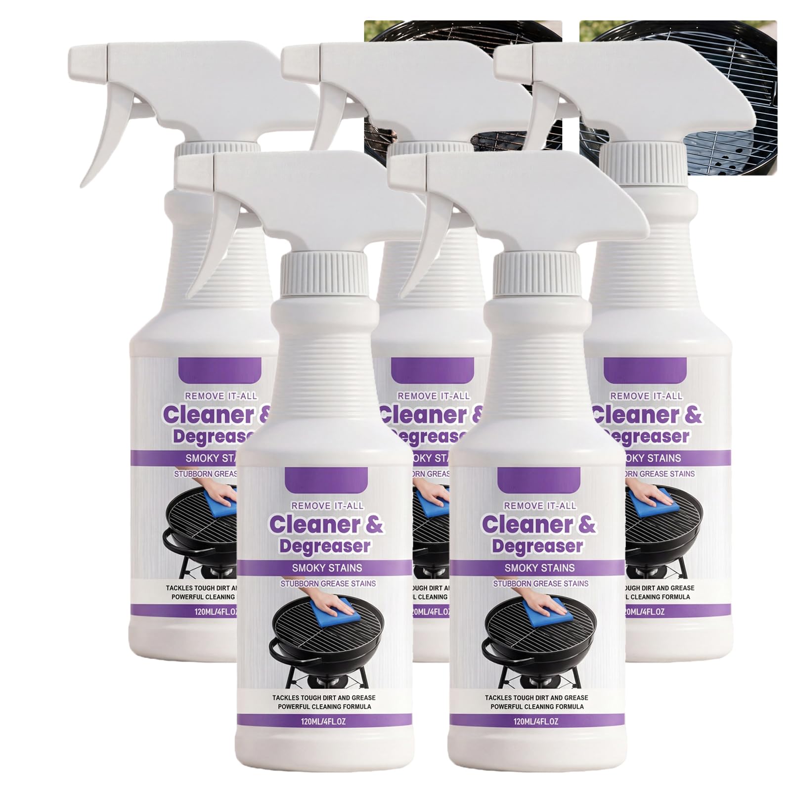 Schnell wirkendes Heavy-duty Grill Degreaser Spray, Herd-Ofen-Entfetter, Ofenreiniger Heavy Duty, Grillreiniger Outdoor-Grills, Öfen Herd Heißluftfritteuse Outdoor-Grills leistungsstark 120ml (5pcs)