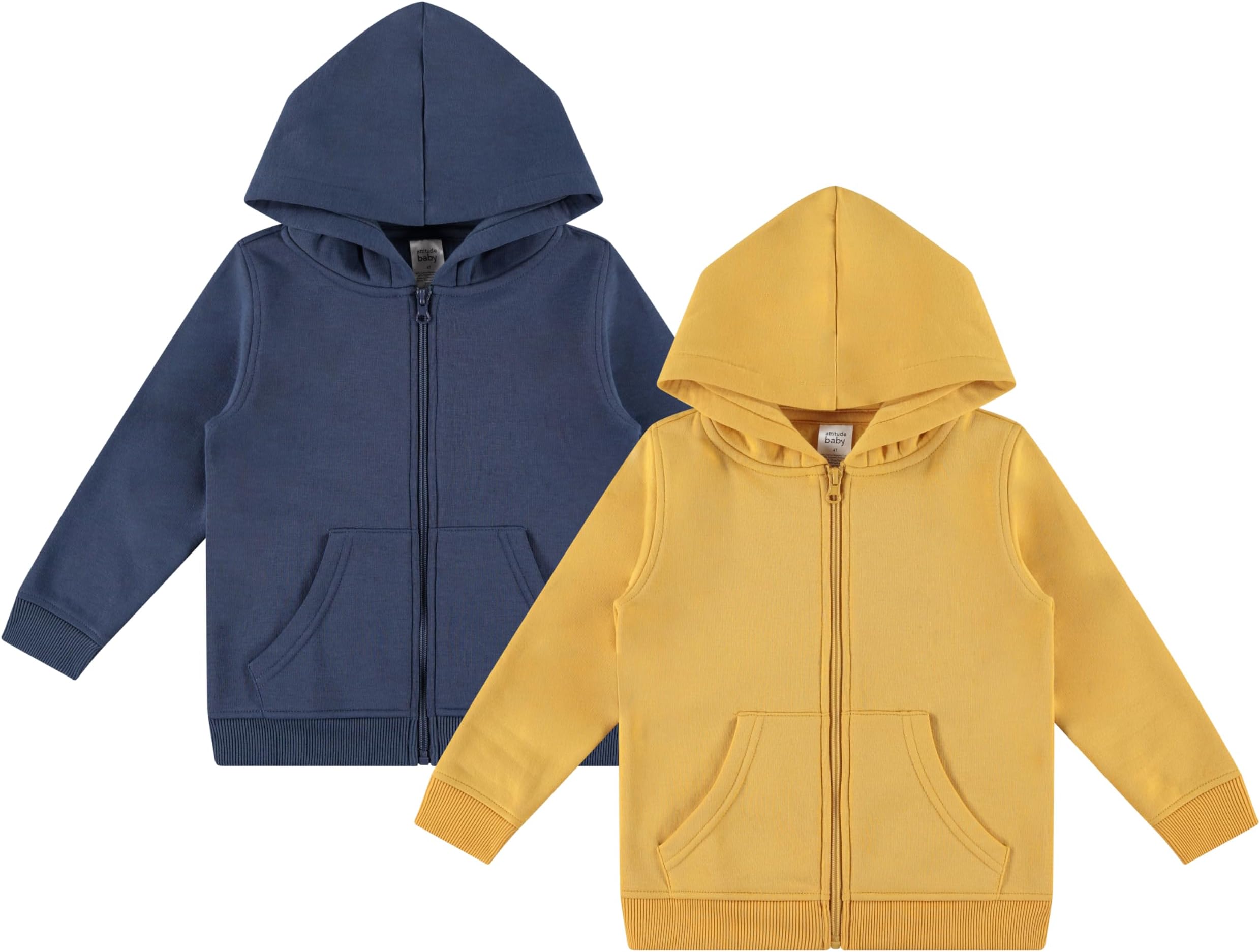 2-Pack Toddler Zip-Up Hoodies for Boys and Girls – Colorful Cotton Blend Sweatshirts with Pockets – Sizes 12M to 4T
