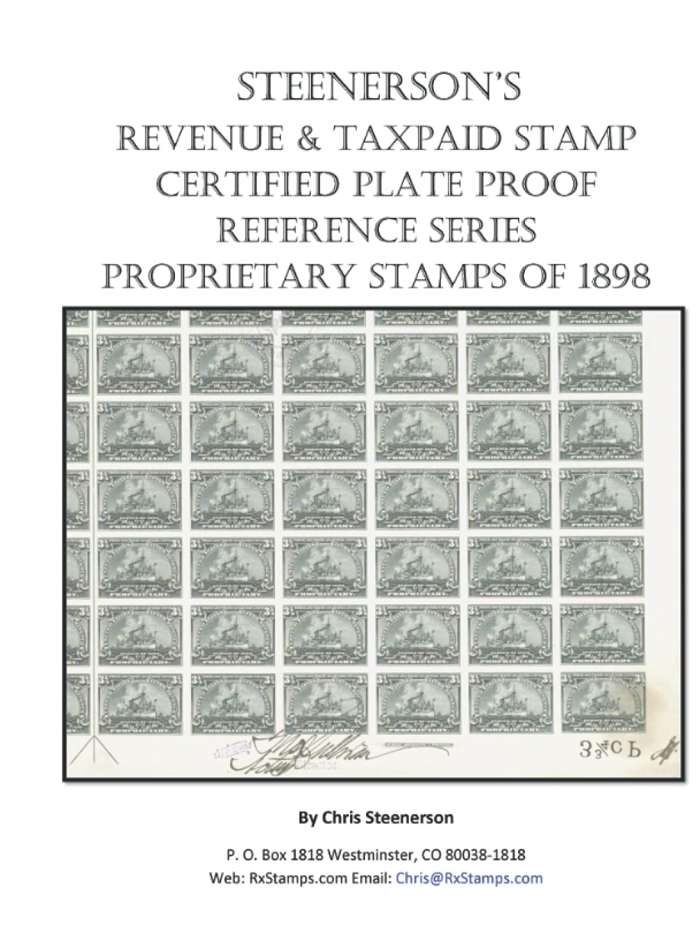 Steenerson's Revenue Taxpaid Stamp Certified Plate Proof Reference Series - Battleship Proprietary Stamps of 1898