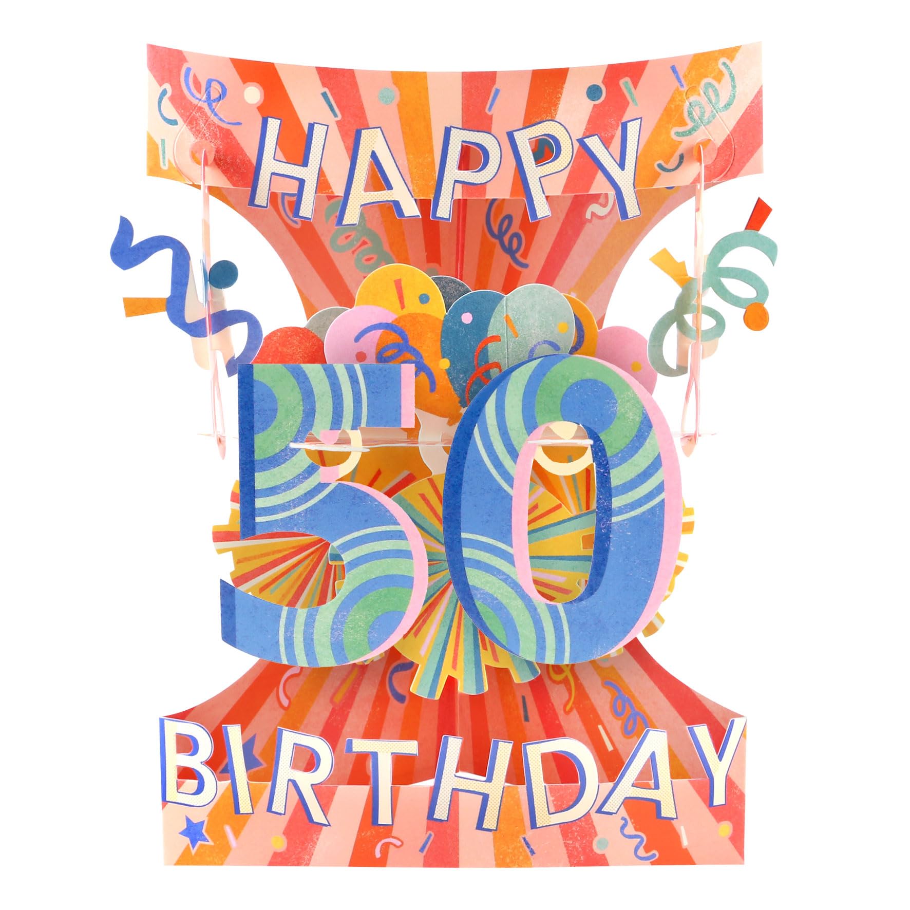 SANTORO Swing Card, 3D Pop Up Greeting Card - 50 - Happy Fifty Birthday | For Her, For Him, Birthday Celebration, Congratulations, BDAY, Party