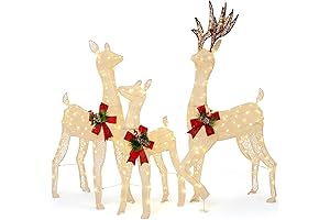 Tangkula Lighted Christmas Reindeer Family Indoor