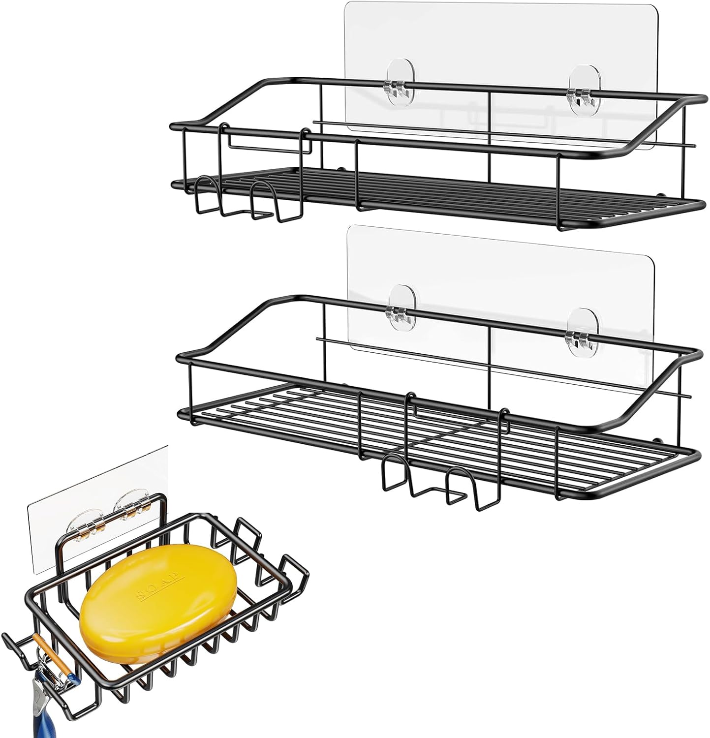 2 pcs Shower Shelf Stainless Steel + 1 pc Bar Soap Holder