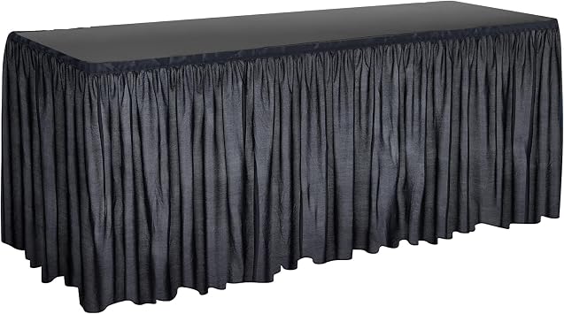 Willinglong 24 ft x 28 Inch Black Stage Skirting Portable Stage Skirt Cloth Shirred Pleat Cover for Wedding Platform