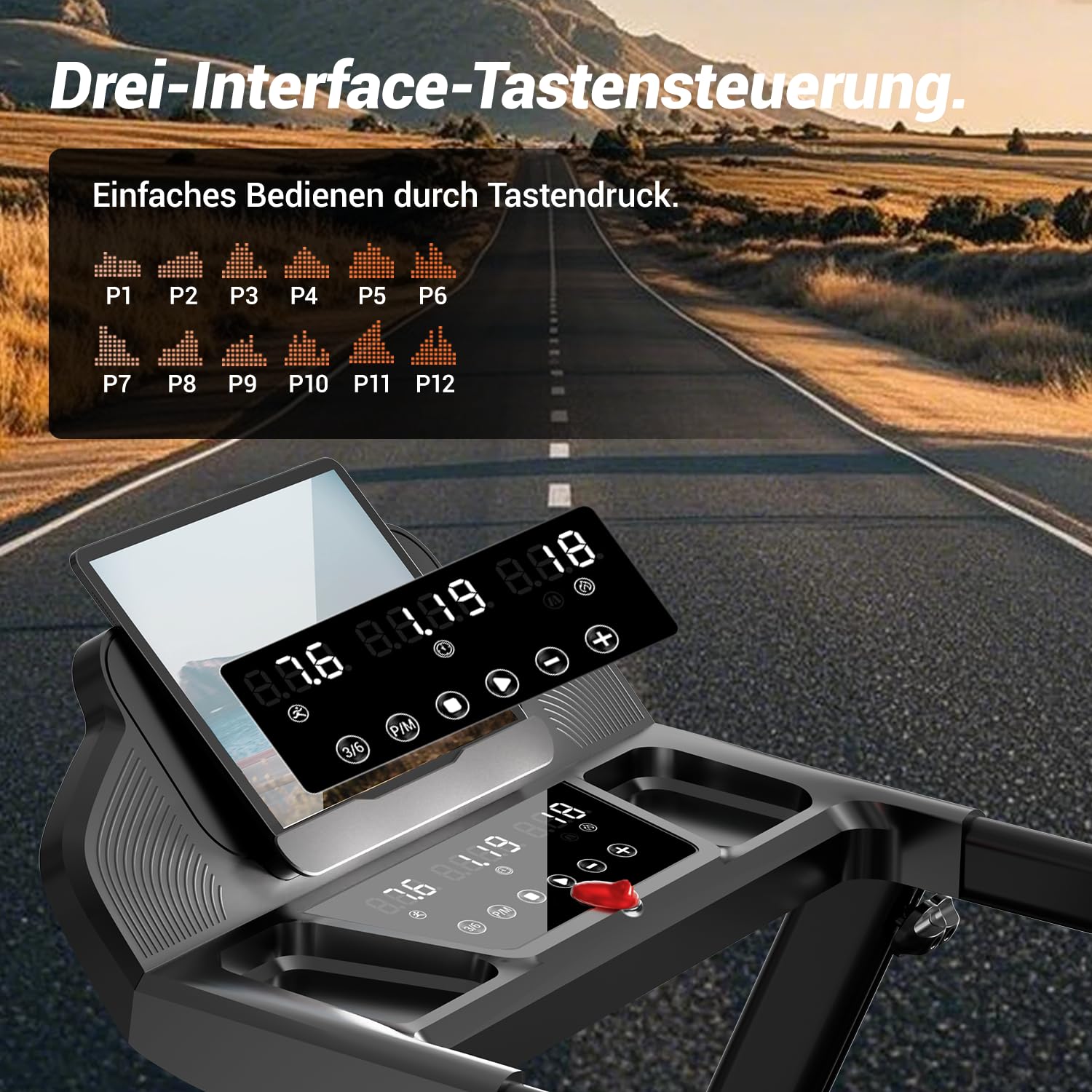 CURSOR Laufband für Zuhause mit Steigung 16%, 12KM/H Laufbänder, Treadmill for Home mit Handgriff,Max Belastung 136KG