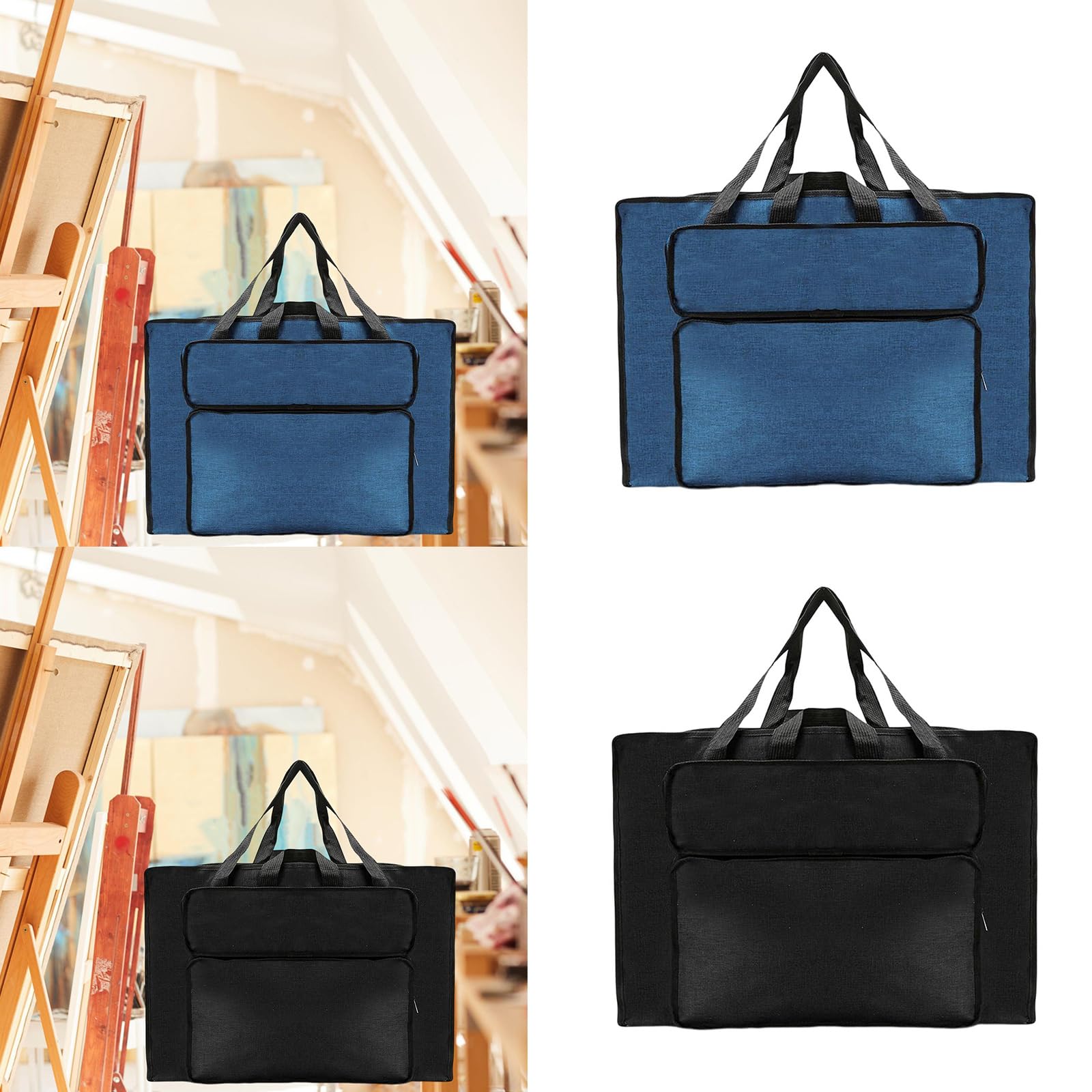 Borsa per il trasporto del tavolo da disegno, resistente all'acqua, custodia per il trasporto di artisti, per pittura su tela, poster, Nero