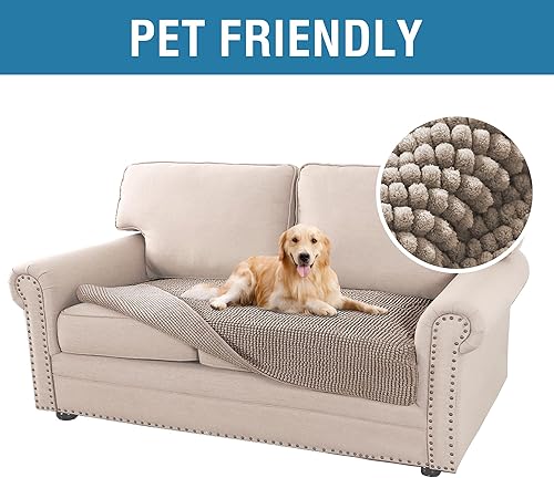 Miniatura 2 de H.VERSAILTEX Funda de felpilla de felpa para cama de perro, funda gruesa y suave para sofá biplaza de 2 cojines, antideslizante, resistente al agua,