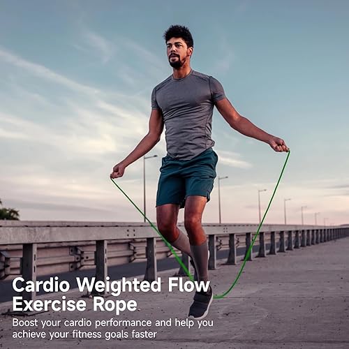 Miniatura 3 de 2 cuerdas de ejercicio de flujo, cuerda de entrenamiento de doble trenza de 9 pies con bolsa portátil, cuerda de saltar con peso cardiovascular para