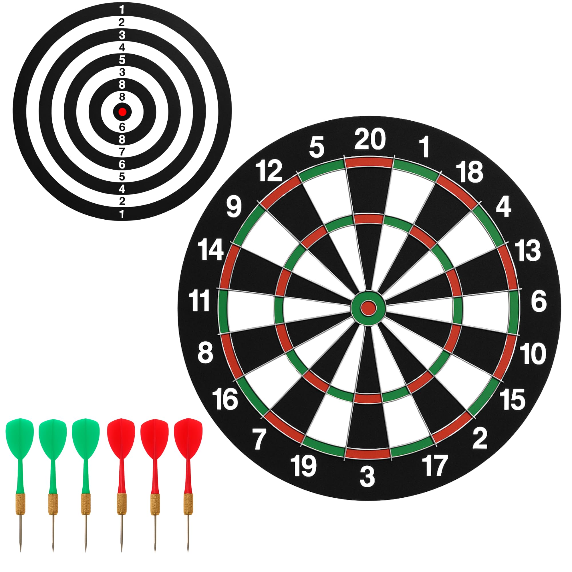 17 Inch Double-Sided Dartboard Set with 6 Steel Tip Darts β Indoor Wall-Mount Game for Adults, Beginners & Family Fun β Home Practice Dart Board for Ages 14+
