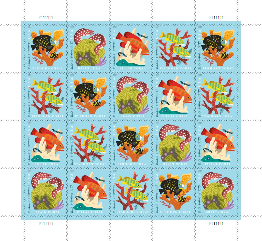Coral Reefs Postcard Rate Sheet of 20 Stamps