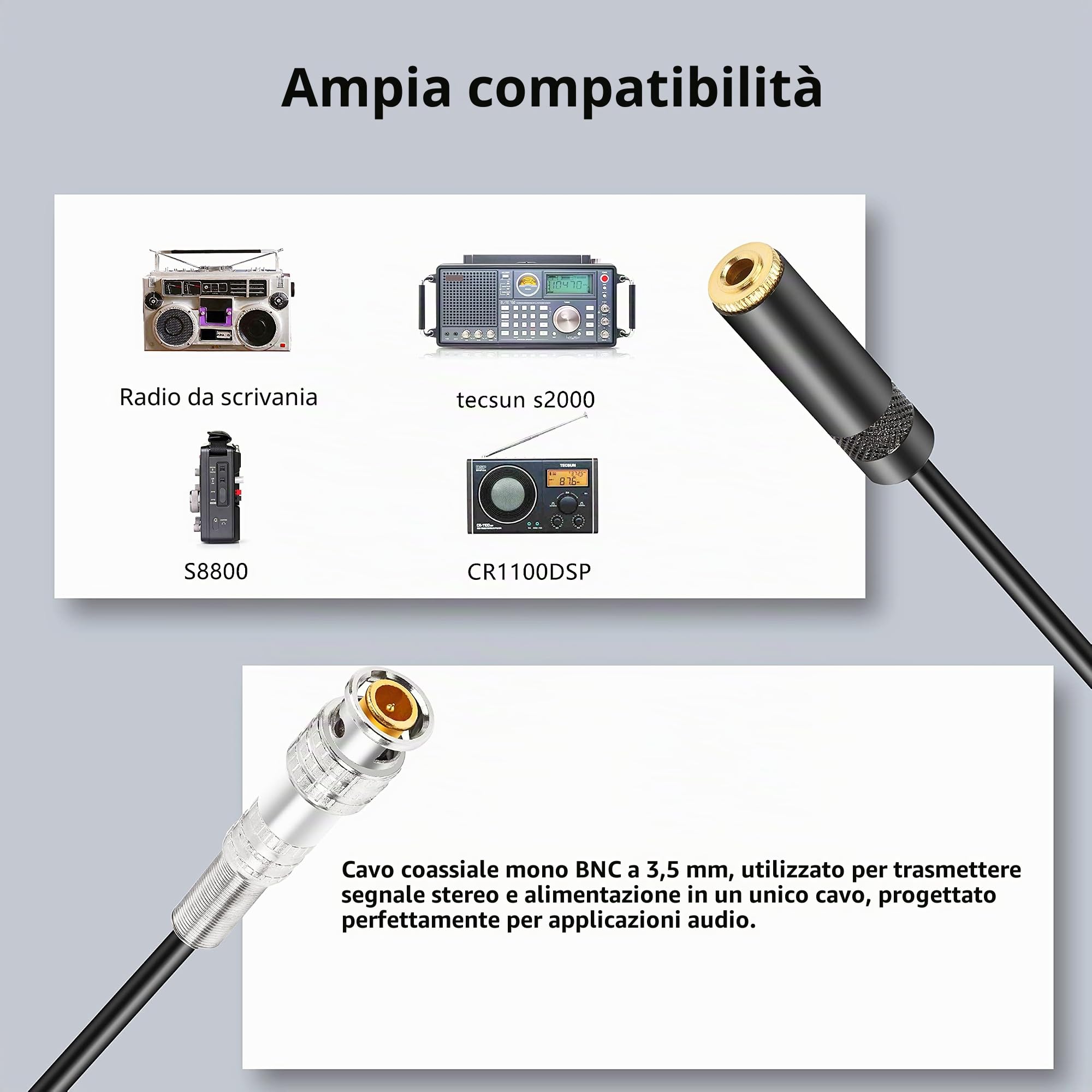 Splitter Cavo Coassiale BNC Y RG316 Da 34 Cm, Maschio A Doppio Maschio, 50 Ohm, Per CCTV E Dispositivi Video