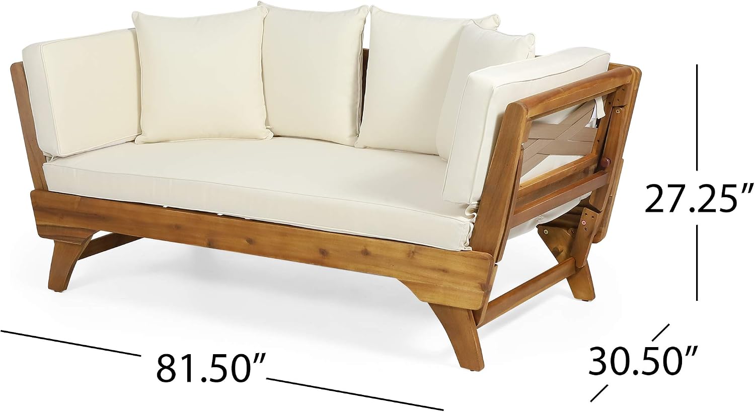 Christopher Knight Home Patrick Outdoor Acacia Wood Expandable Daybed with Water Resistant Cushions, Teak