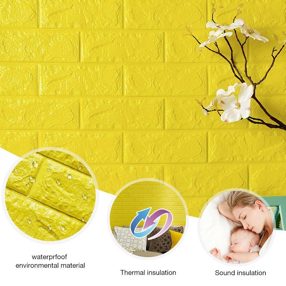 Amazon.co.jp: 3D立体壁紙 DIYレンガ調壁紙シール 70x77CM