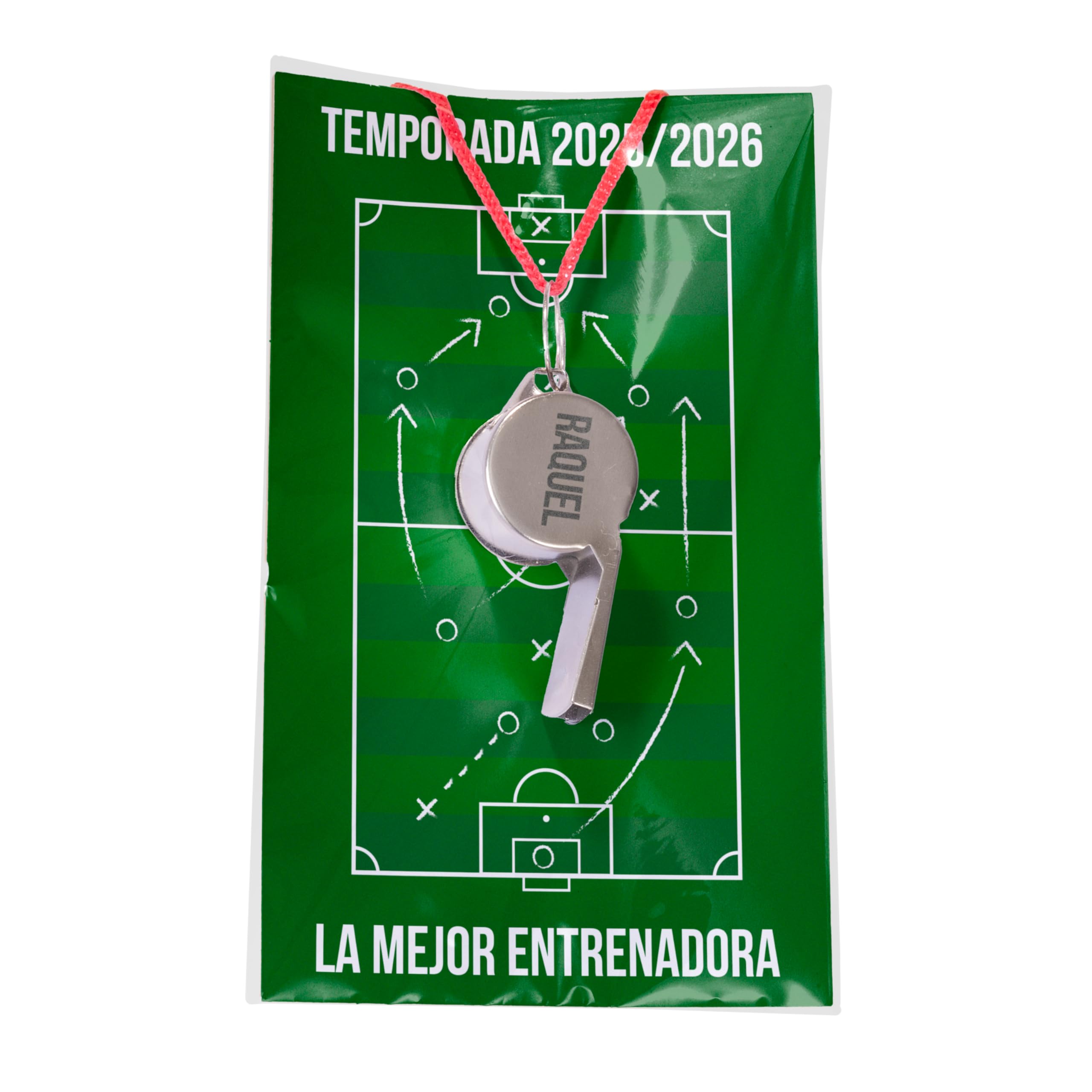 Silbato Personalizado para Entrenador de Fútbol o Baloncesto – Silbato de Acero Inoxidable Grabado con Nombre y Tarjeta Personalizada – Regalo Original Fin de Temporada