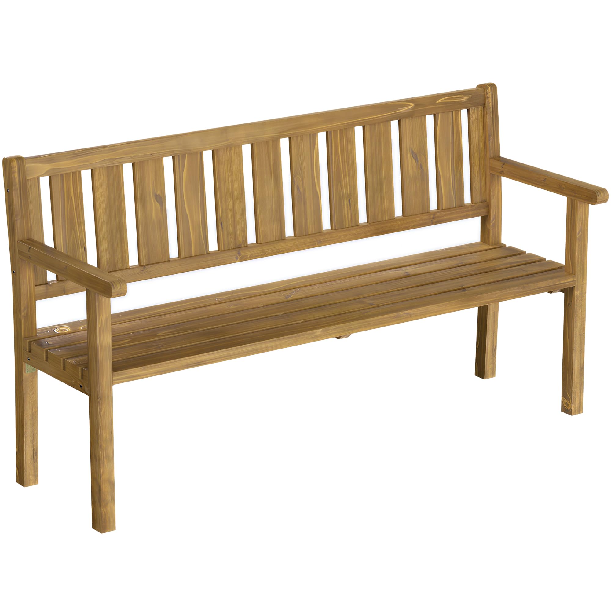 Outsunny Banc de Jardin 3 Places en Bois Solide Banquette d'Extérieur DIY avec Capacité de 360 kg Banc de Terrasse Prêt à Peindre pour Balcon, Porche Teck