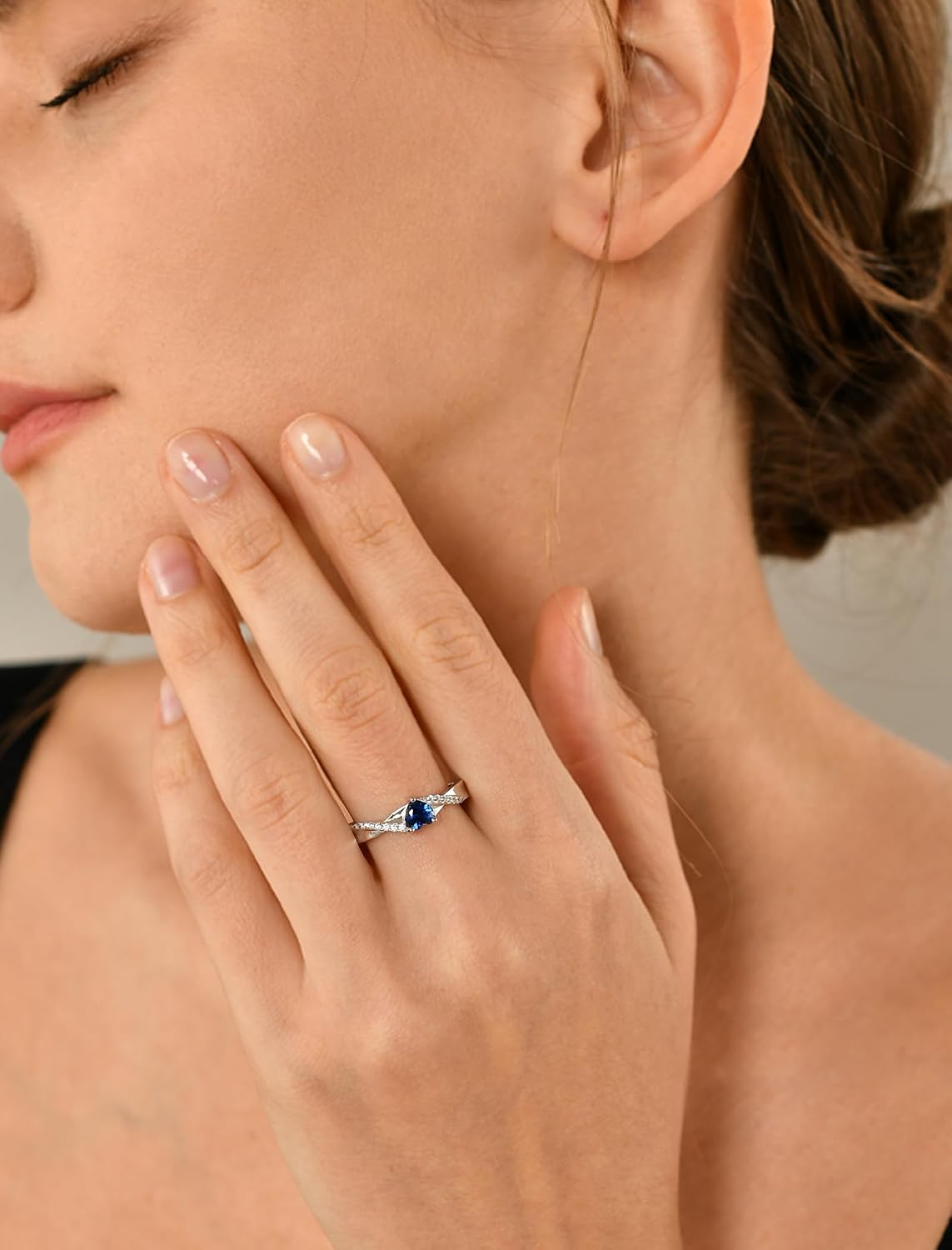 YL 925 Sterling Silver Engagement Rings 5MM Heart Cut Birthstone Infinity Ring for Women-size5