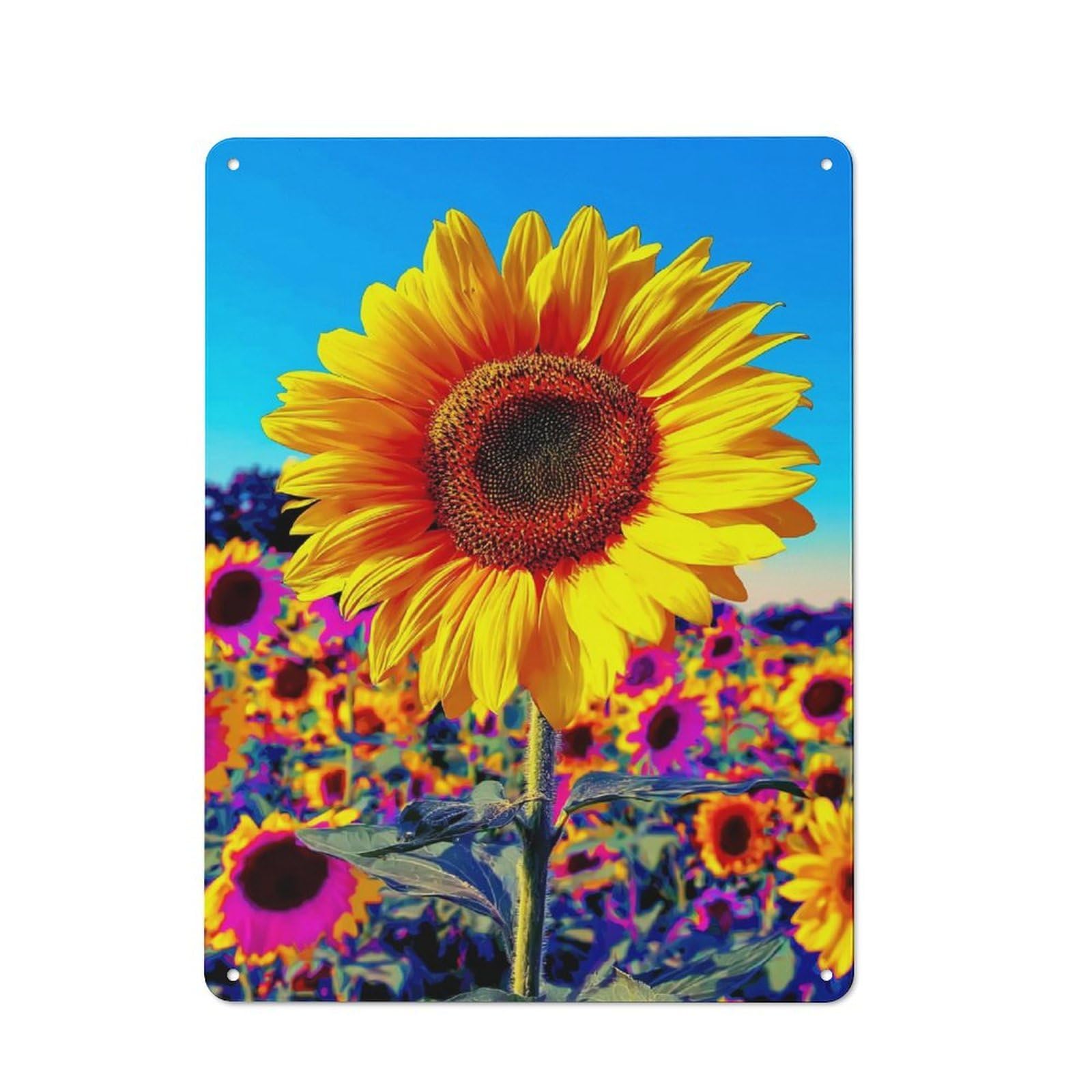 Junmoney Vibrant Sunflower Field -1 Vintage Bistro Metal Sign 40X30cm, Bistro Wall Plaque For Takeaway, Bar, Kitchen Or Counter Area