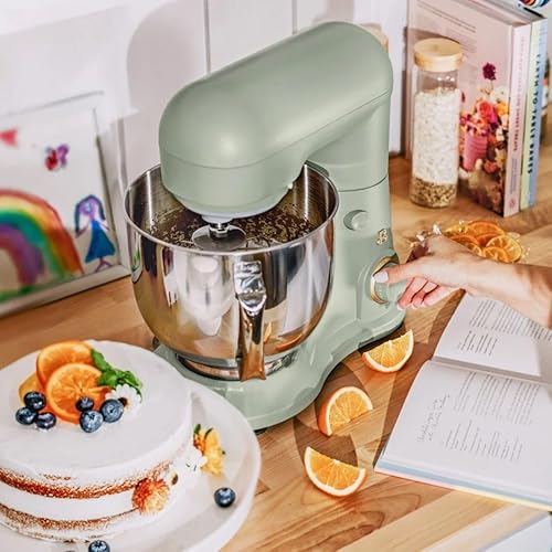 Miniatura 8 de Hermosa batidora de pie de 5.3 cuartos de galón, 300 W, 12 velocidades, cabezal inclinable, apta para lavavajillas, protector contra salpicaduras,