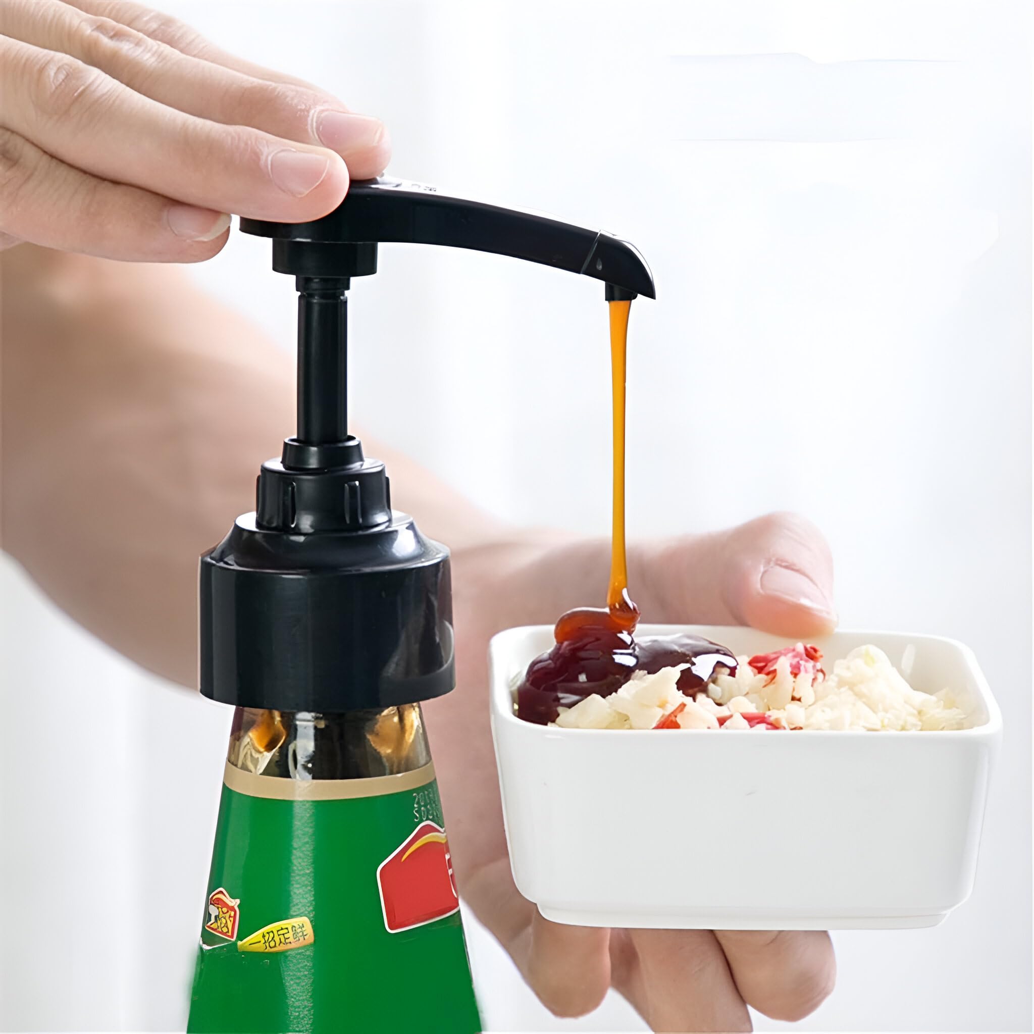 Sprint4deals Ketchup Pump Dispenser – Universal Fit Sauce Pump for Bottles | Dispenses Ketchup, Oyster Sauce, Oil & Condiments | Easy Press Pump for Kitchen, Restaurant, BBQ & Catering Use (Black)