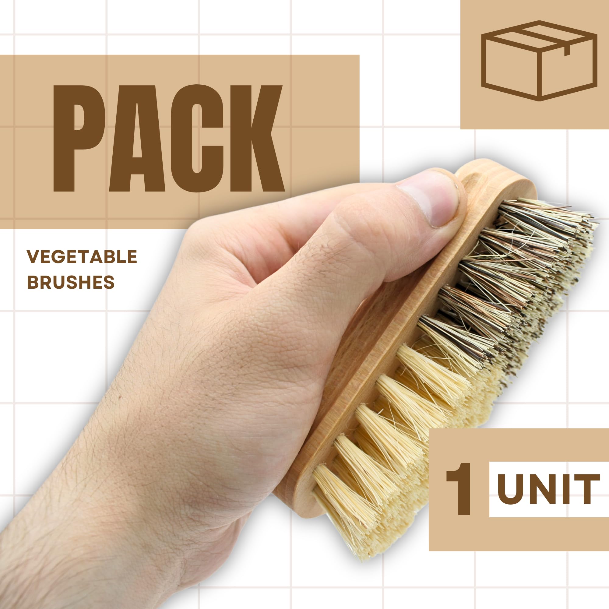 Brosse à légumes en hêtre pour fruits et crudités - Design ergonomique - Brosse de cuisine en bois