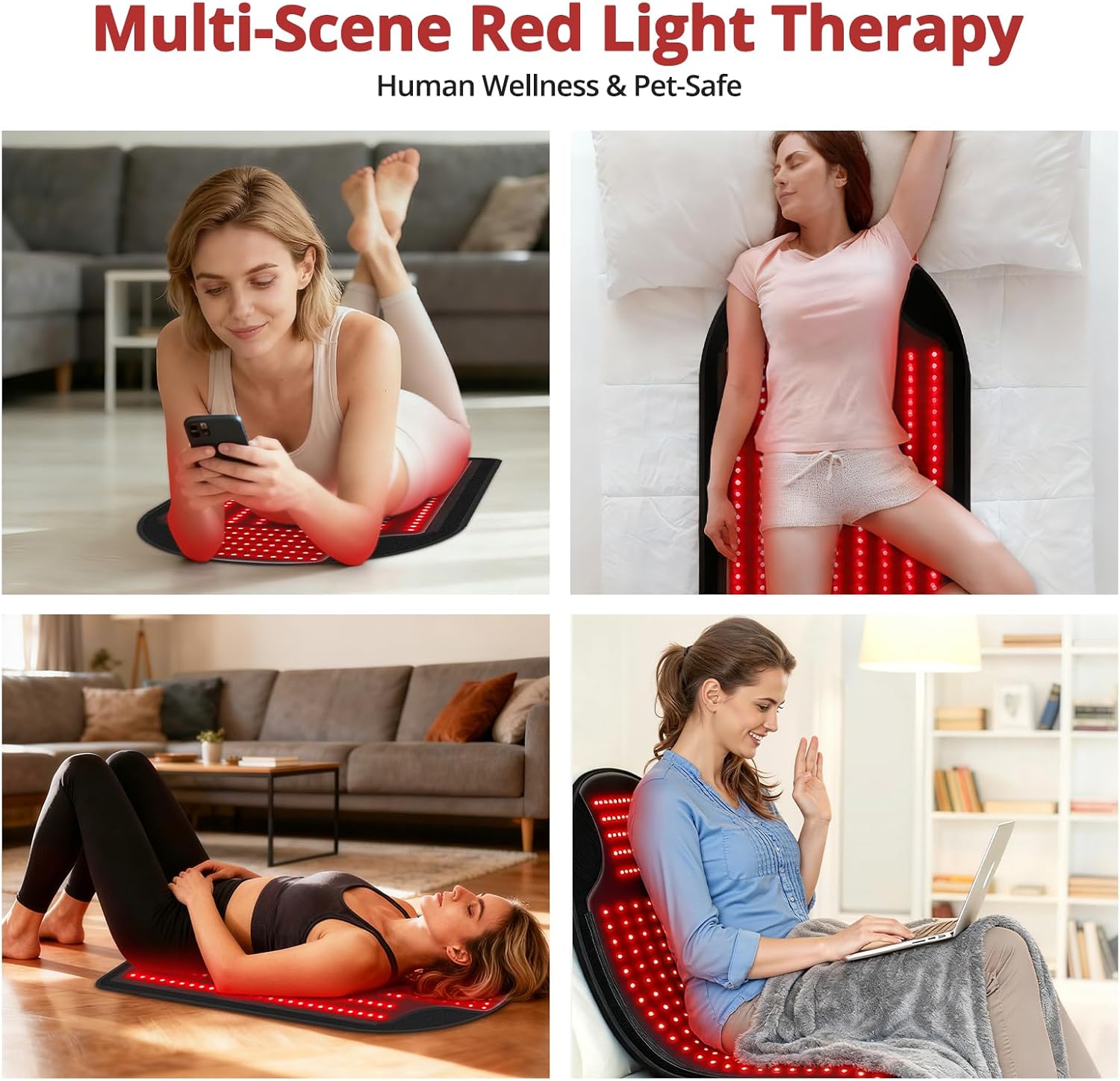 Body Red Light Therapy Mat,Compact LED Light Mat for Indoor Use, 330 LEDs, 40.5 × 23.5 in Foldable Design
