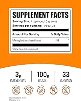 Vista 2 de BulkSupplements.com Polvo de metilsulfonilmetano - Polvo MSM - Polvo de suplementos MSM - Cristales MSM - Polvo puro MSM - Suplemento MSM