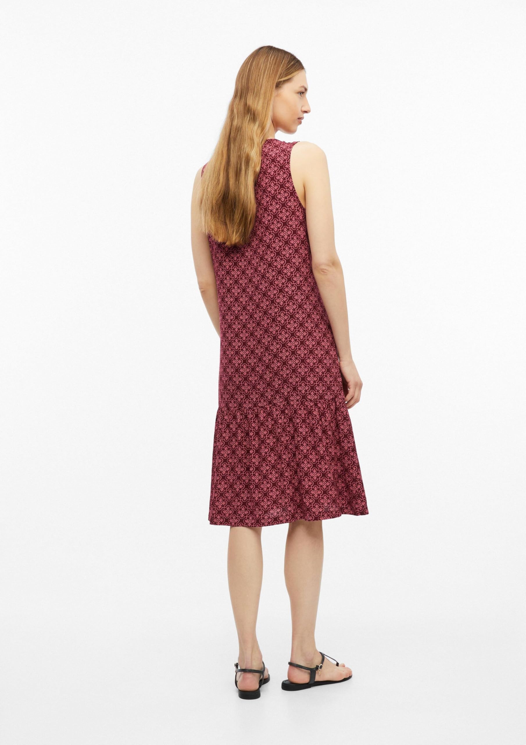 s.Oliver Damen Kleid – Ärmellos, Viskose, Allover-Print, Regular Fit, Midi-Länge