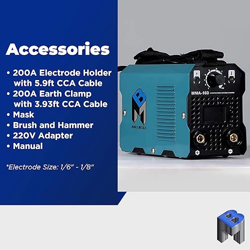 Miniatura 4 de Bobco Metals Soldador de varilla - Máquina de soldadura inversora MMA - Fuerza de arco, soldador antiadherente - Soldador portátil compacto - Doble
