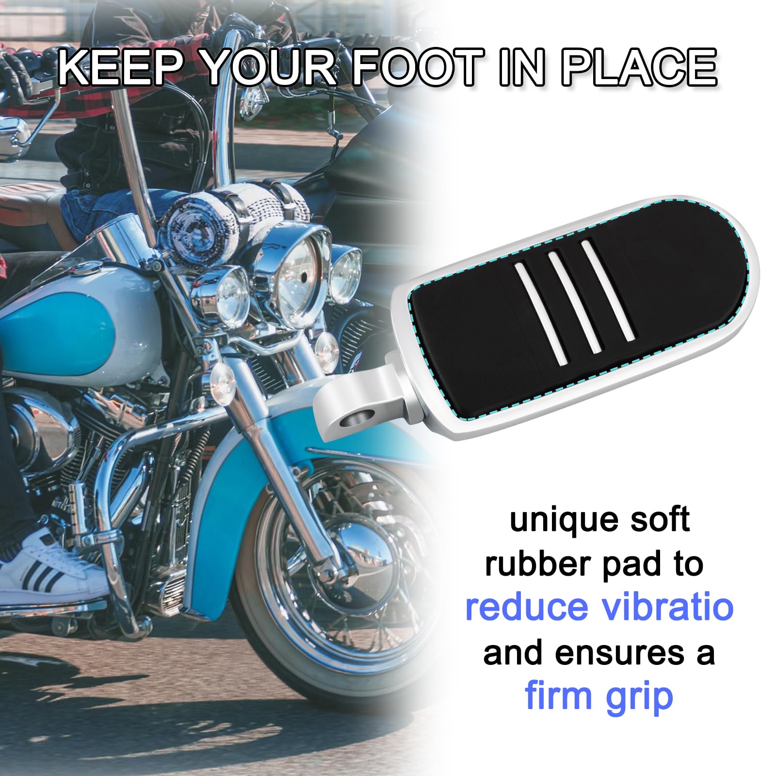 Reposapiés para motocicleta de 10 mm, pedal universal para Harley, Honda, Yamaha, Kawasaki, Suzuki, Indian y Victory, con estribos de montaje macho, cromo #1