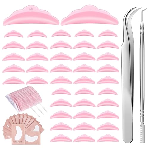 MORGLES - Kit de elevación de pestañas, 50 varillas de elevación de pestañas, 1 herramienta separadora de pestañas, 60 extensiones de pestañas,