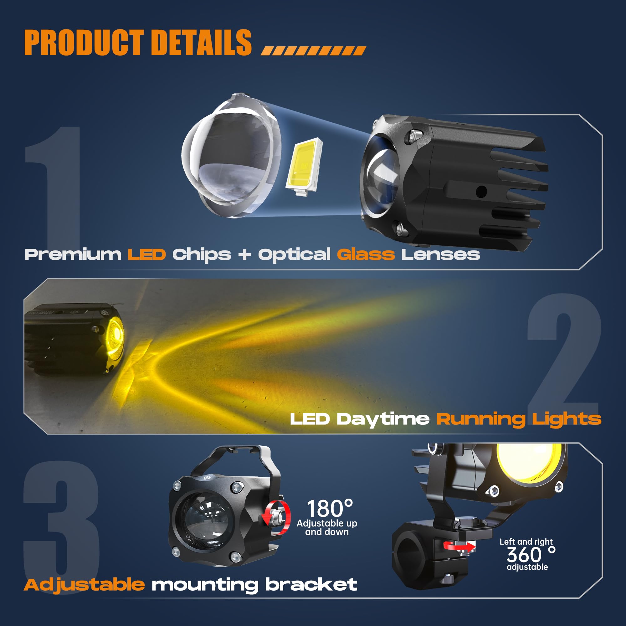 Amazon.com: Future Eyes Motorcycle Fog Lights LED Kit, 60W White